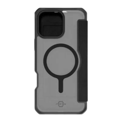 Cover Iphone 16 Pro Max Magsafe Hybrid Folio Itskins - Black Leather